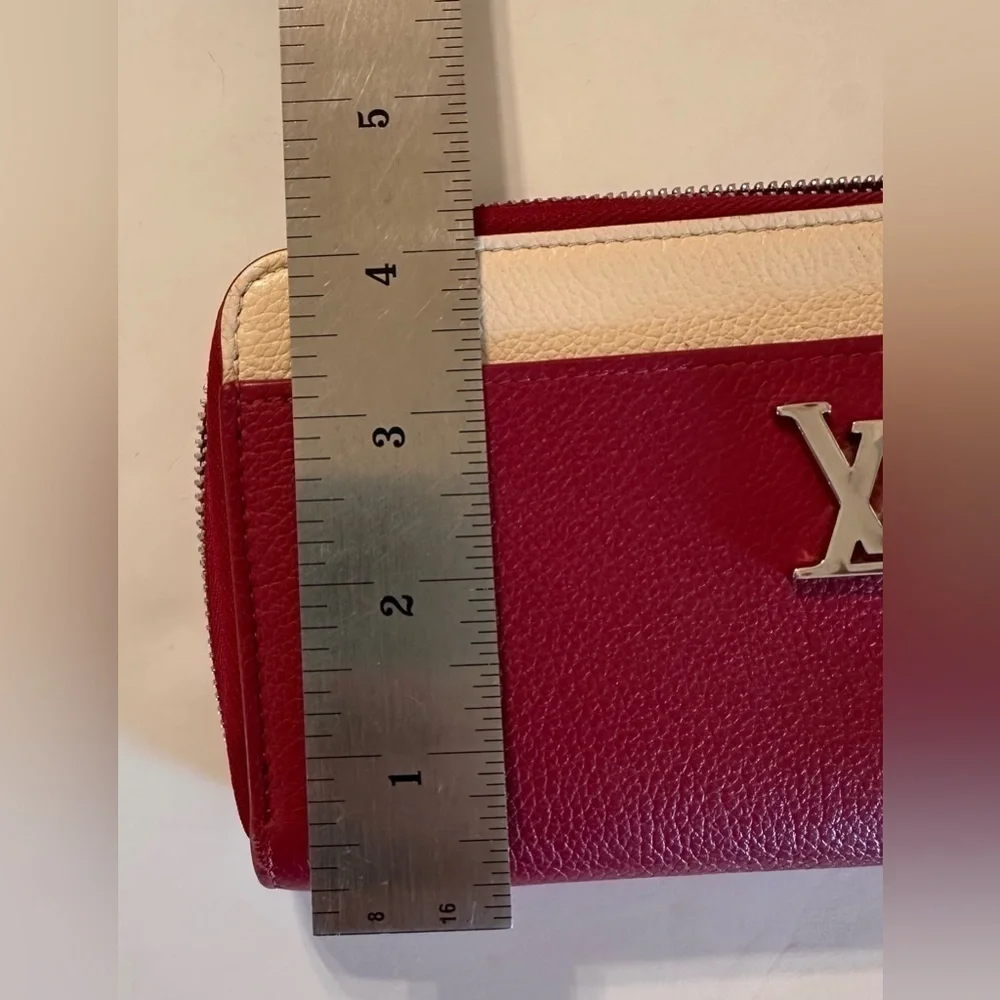 Louis Vuitton Lockme Zippy Wallet Soft Calf Leather 2018 UB4108 Red&Cream COA